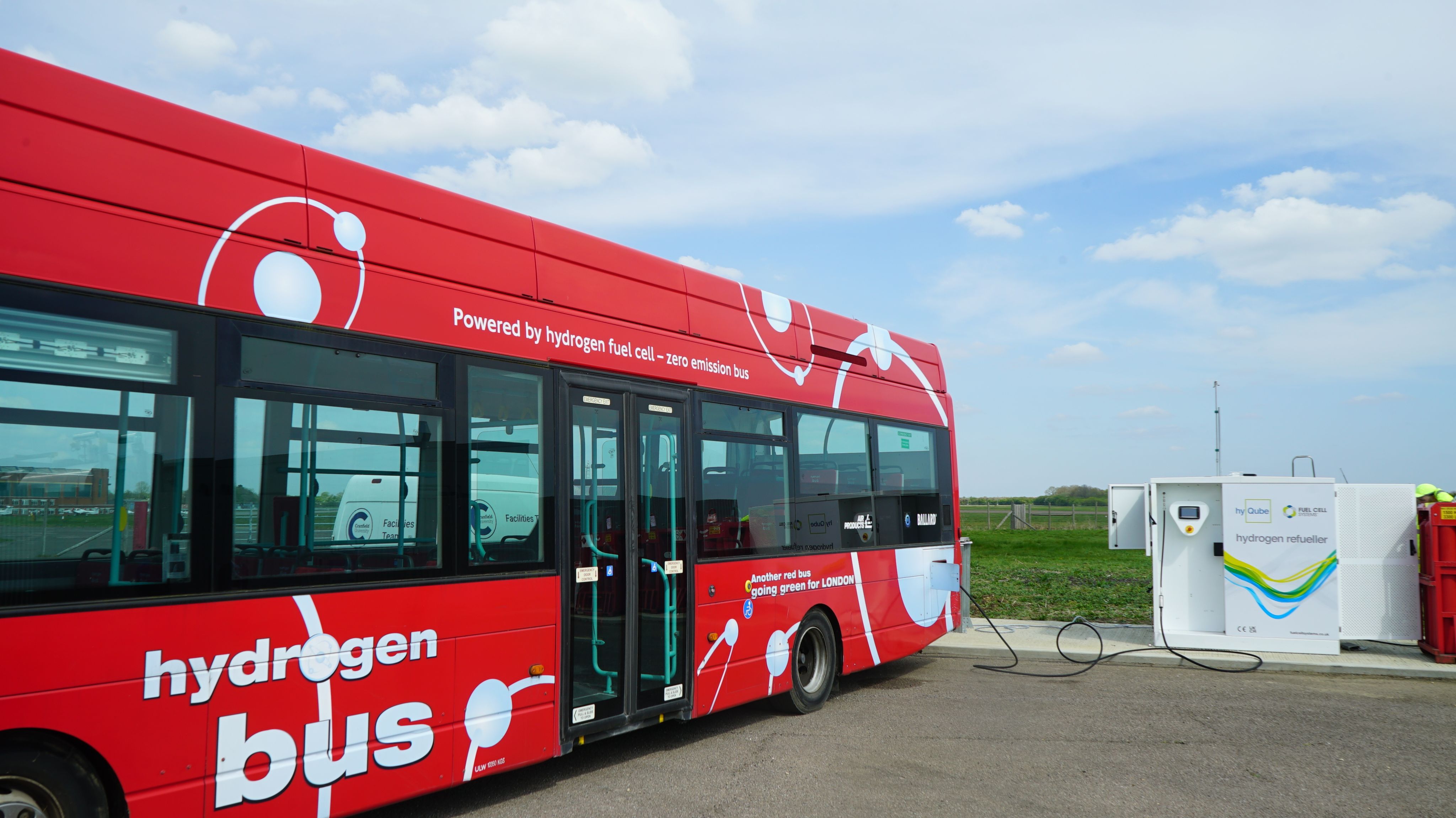red hydrogen powered bus refuelling